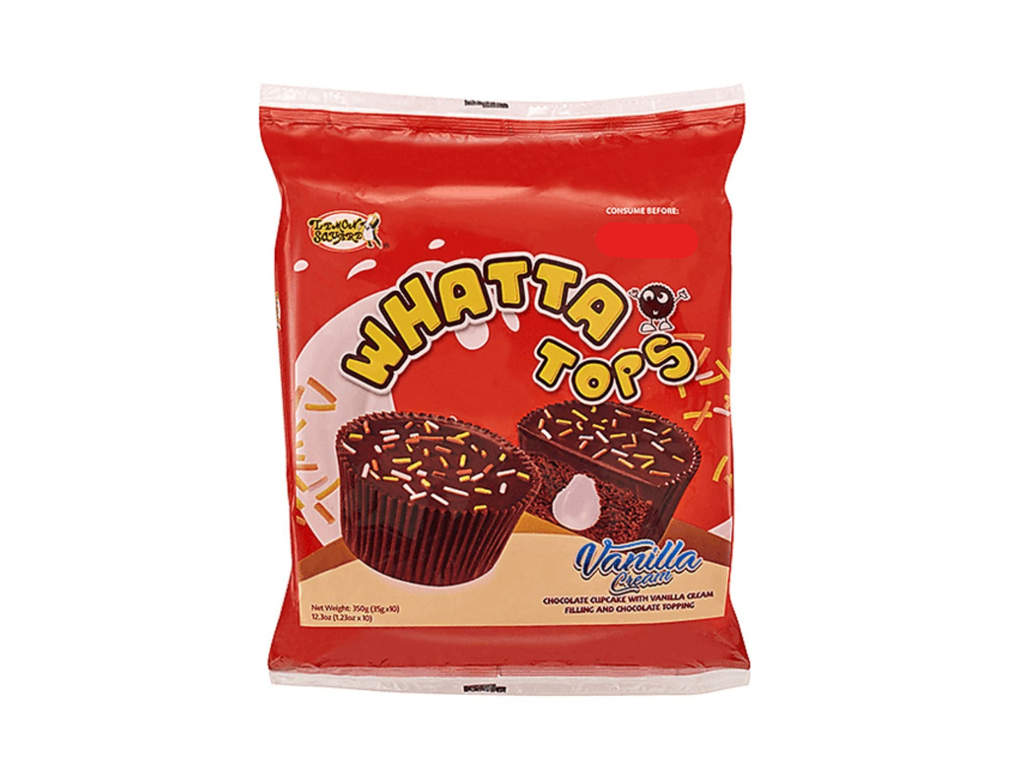 Whatta Tops Vanilla Cream Chocolate Cupcake 35g x 10 pcs