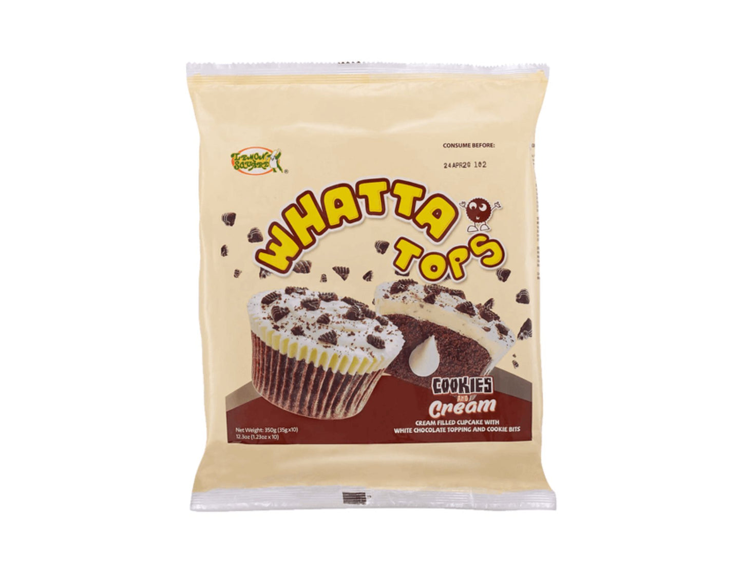 Whatta Tops Cookies and Cream Cupcake 36g x 10 pcs