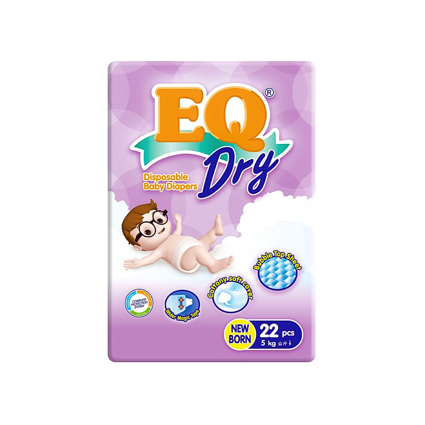 EQ Dry Baby Diapers Travel Pack Newborn x 22 pcs