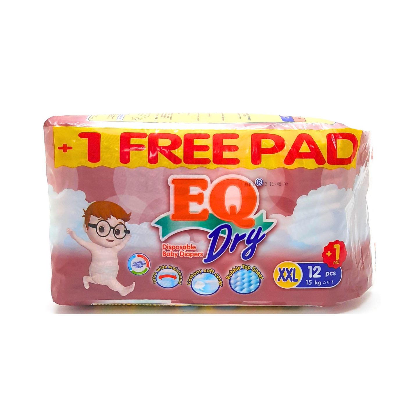 EQ Dry Baby Diapers Travel Pack XXL x 12 + 1 Free
