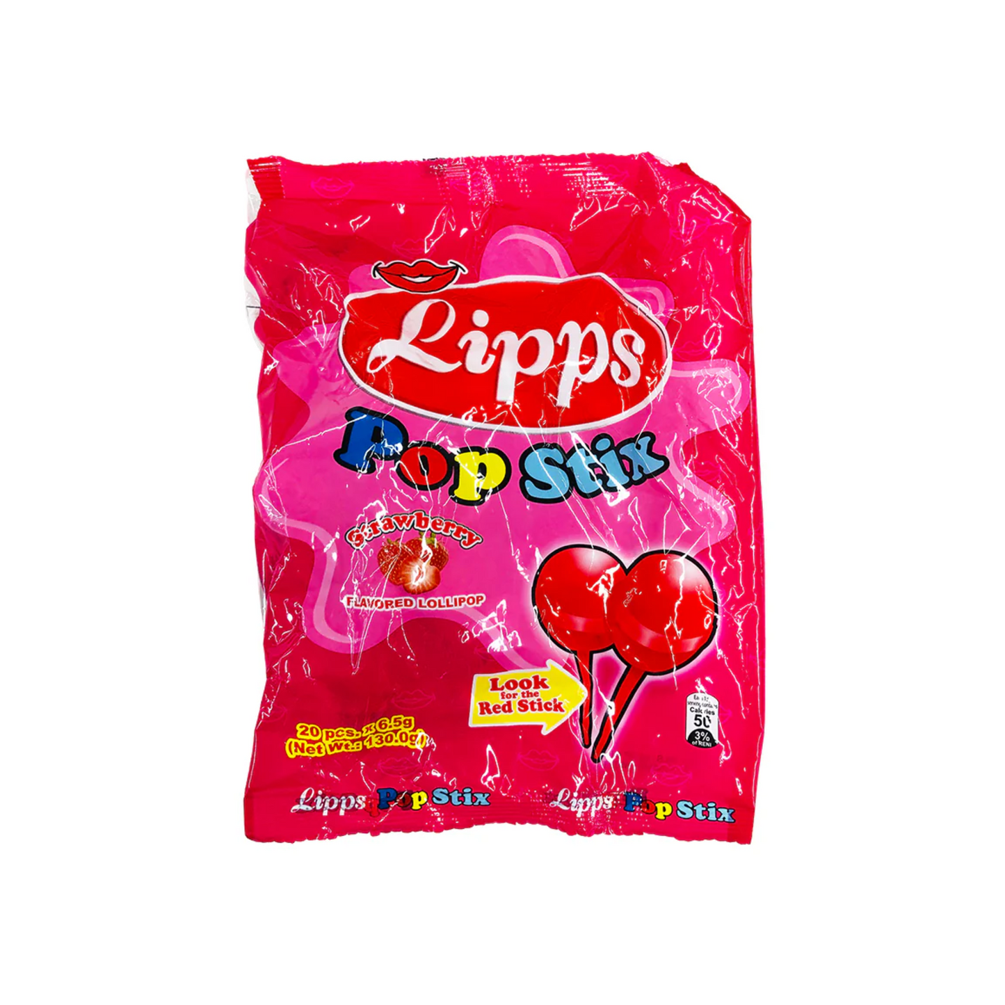 Lipps Pop Stix Lollipop Strawberry Flavor 20pcs