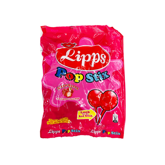 Lipps Pop Stix Lollipop Strawberry Flavor 20pcs