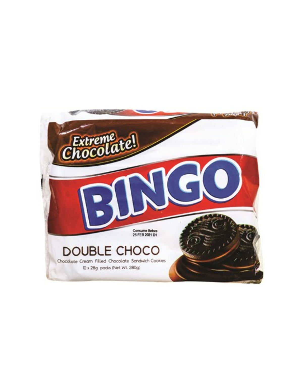 Bingo Double Choco Cookie Sandwich 28g x 10 pcs – AAA Shopping Center