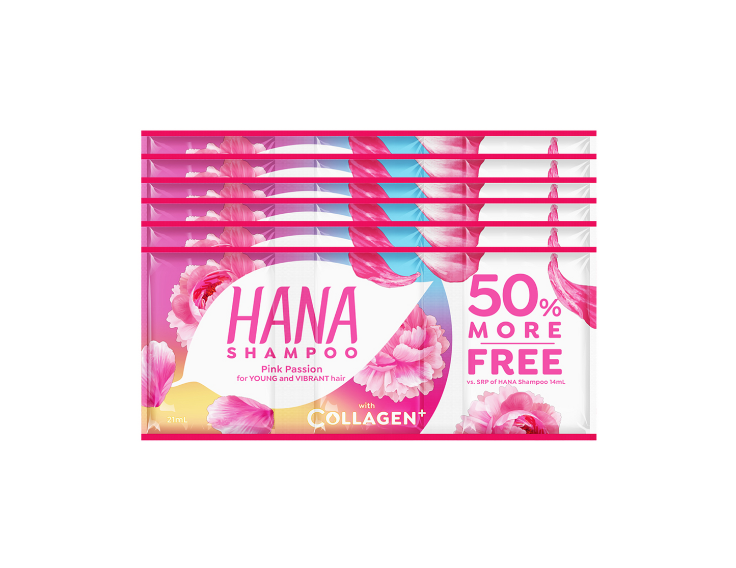 HANA Shampoo Pink Passion with Collagen 21ml x 6 Sachets