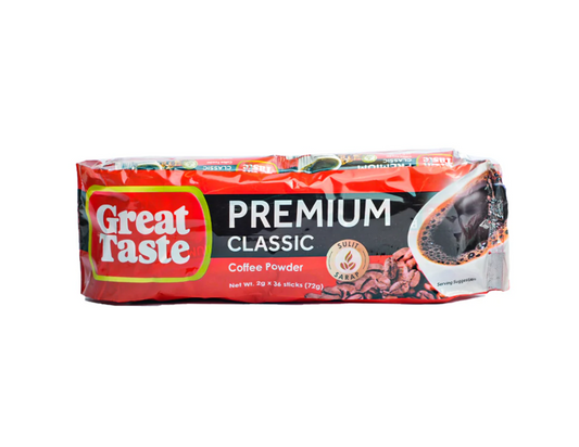 Great Taste Premium Classic Instant Coffee Sticks 2g x 36 Sachets