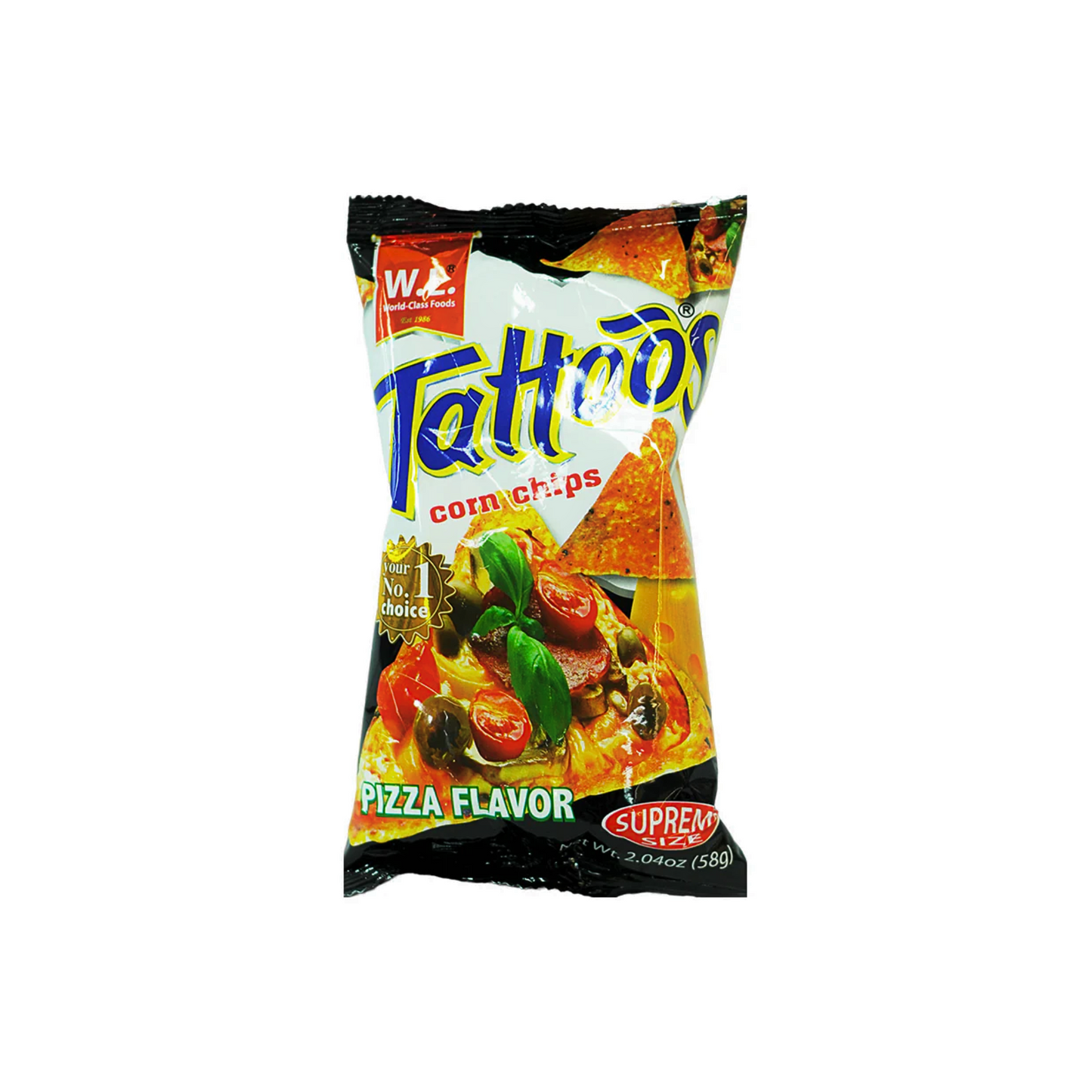 Tattoos Corn Chips Pizza Flavor 58g
