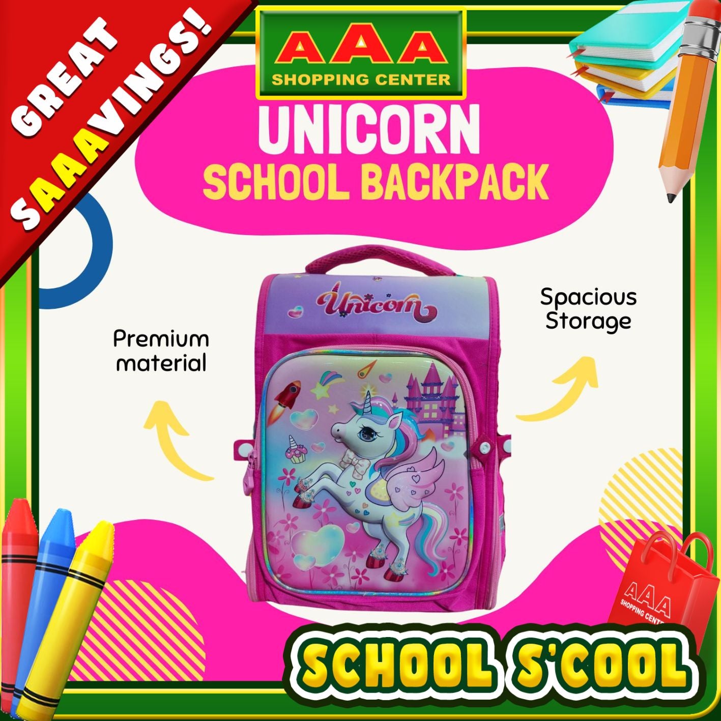 [School Sale] Kids Backpack - Unicorn