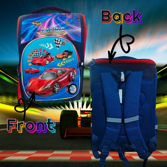 [School Sale] Kids Backpack - Racing Cars