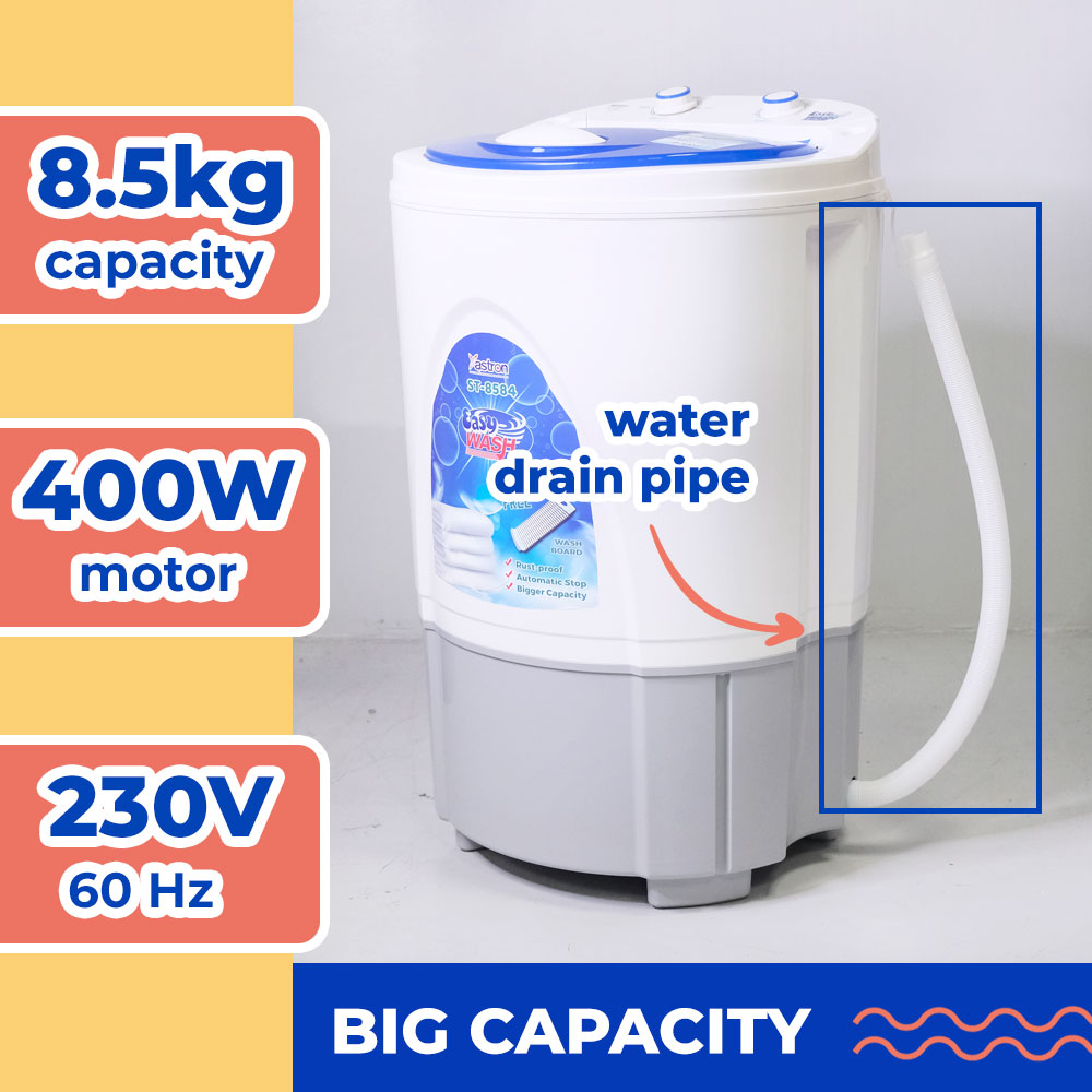 Astron ST 8584 Single Tub Washing Machine - 8.5 kg Capacity | Heavy Duty | Durable | Efficient | Free Washboard
