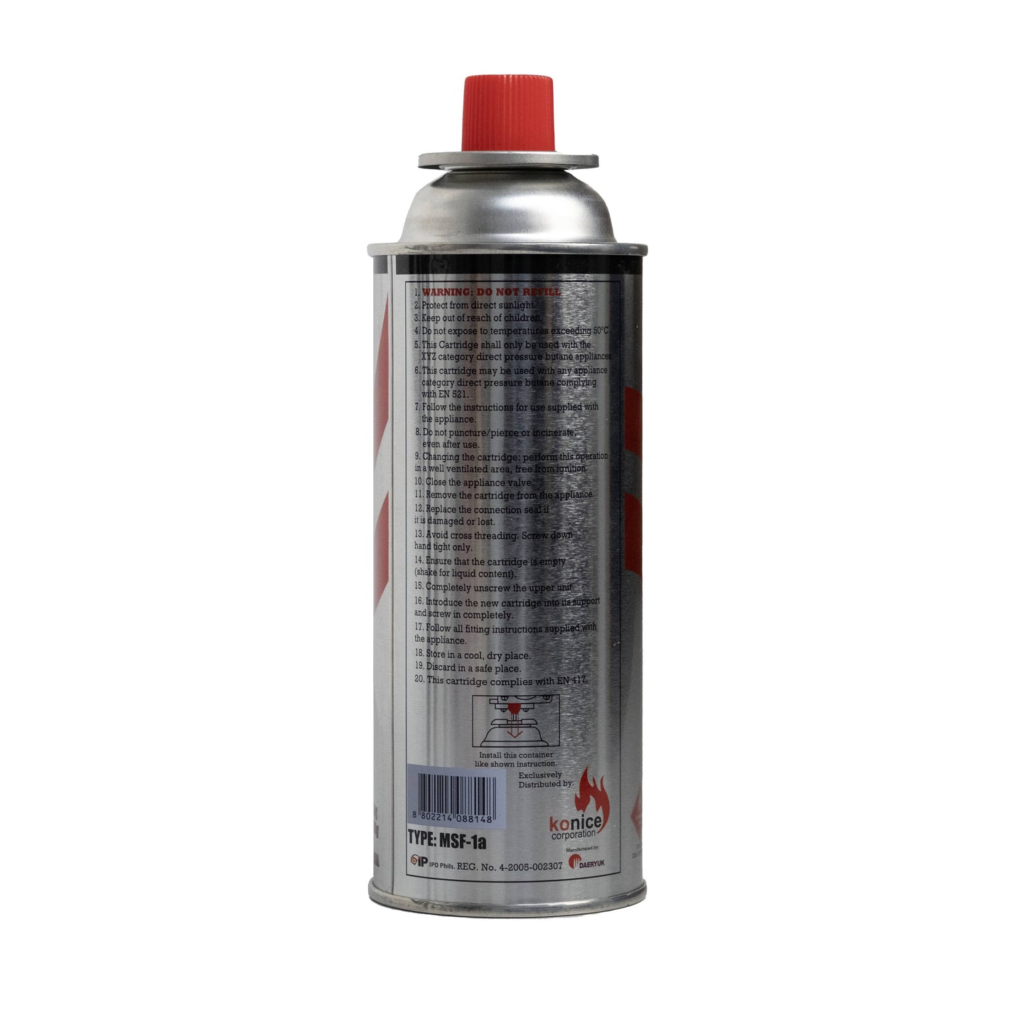 KONICE Butane Gas 1pc Portable MB-01 Magnetic With ICC Certified ICC Safety Seal Cassette Stove Fuel Compatible To Nozzle Type Cartridge Canister Camping Original KO-NICE