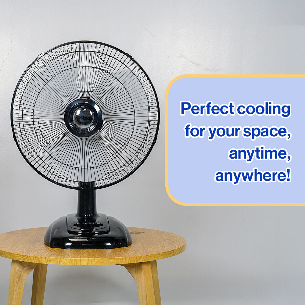 Astron FLASH 16'' Electric Desk Fan - Black | Strong Airflow | Powerful Motor | 50W
