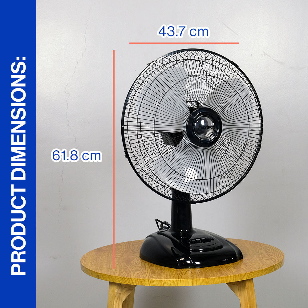 Astron FLASH 16'' Electric Desk Fan - Black | Strong Airflow | Powerful Motor | 50W