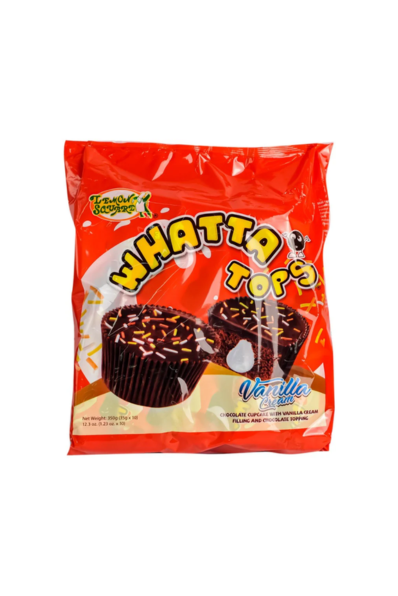 Whatta Tops Vanilla Cream Chocolate Cupcake 35g x 10 pcs