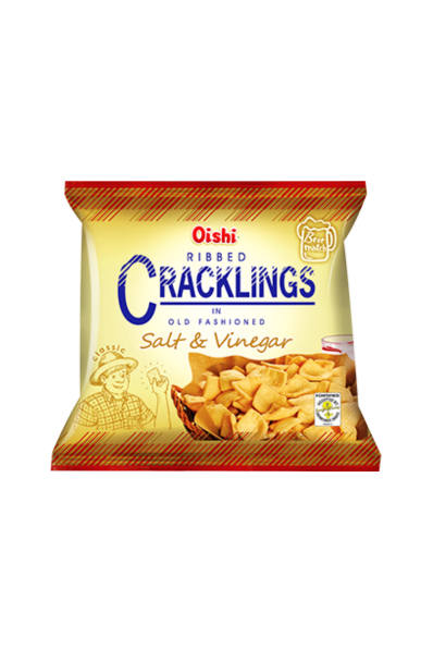 Oishi Ribbed Cracklings Salt & Vinegar 24g