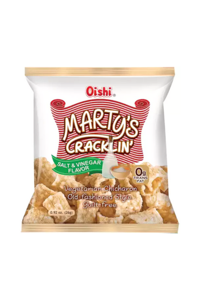 Oishi Marty's Cracklin' Vegetarian Chicharon Salt & Vinegar 26g