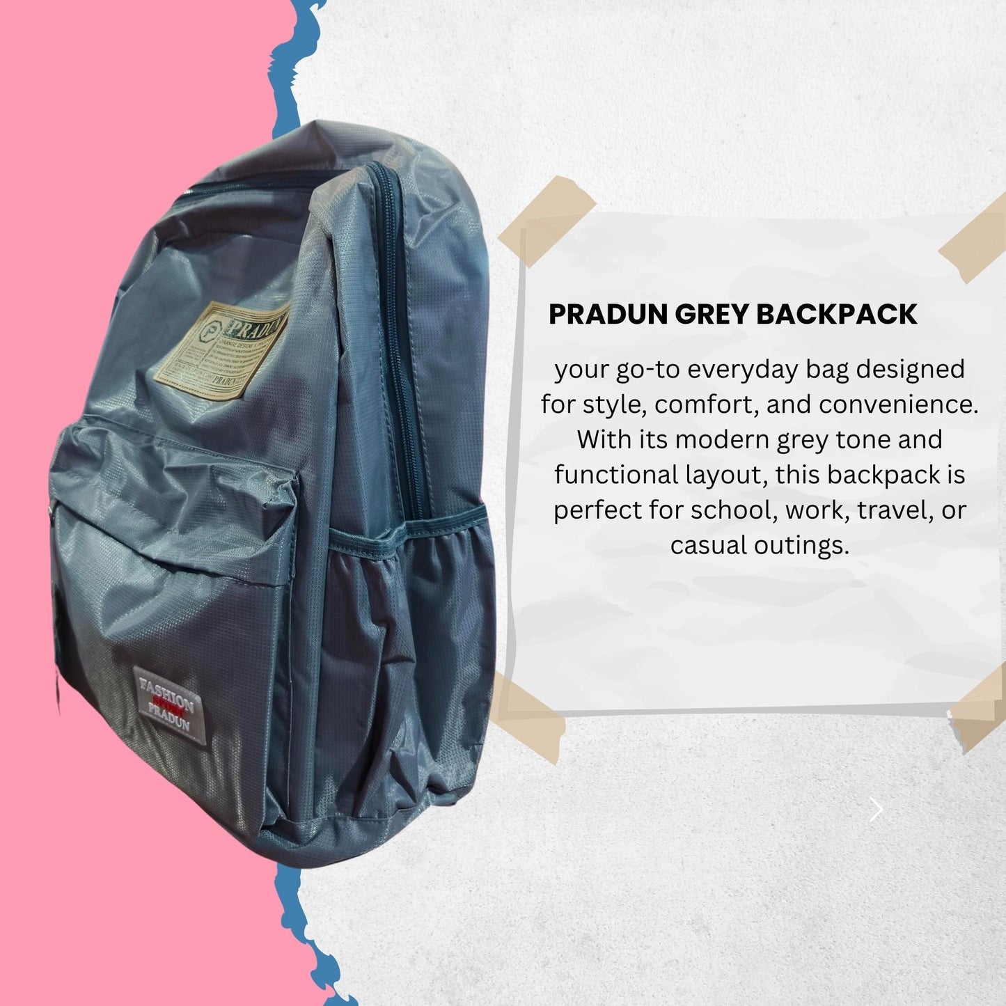 [School Sale] Pradun Teens Backpack - Light Grey