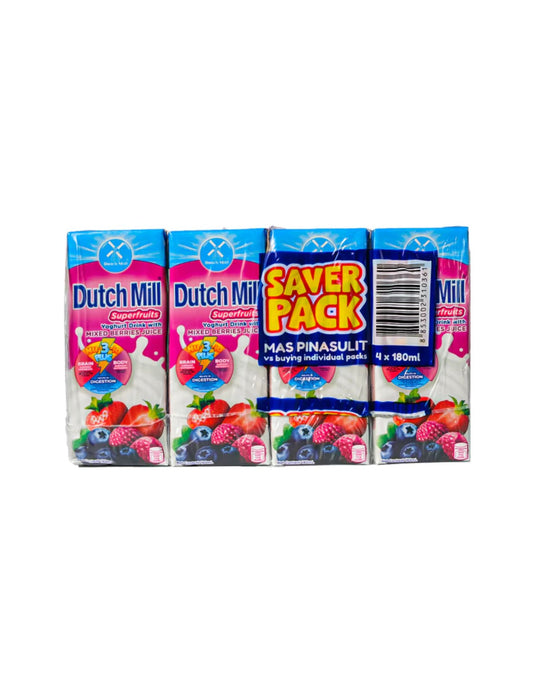 Dutch Mill Yoghurt Drink Superfruits with Mixed Berries Juice 180ml x 4 pcs