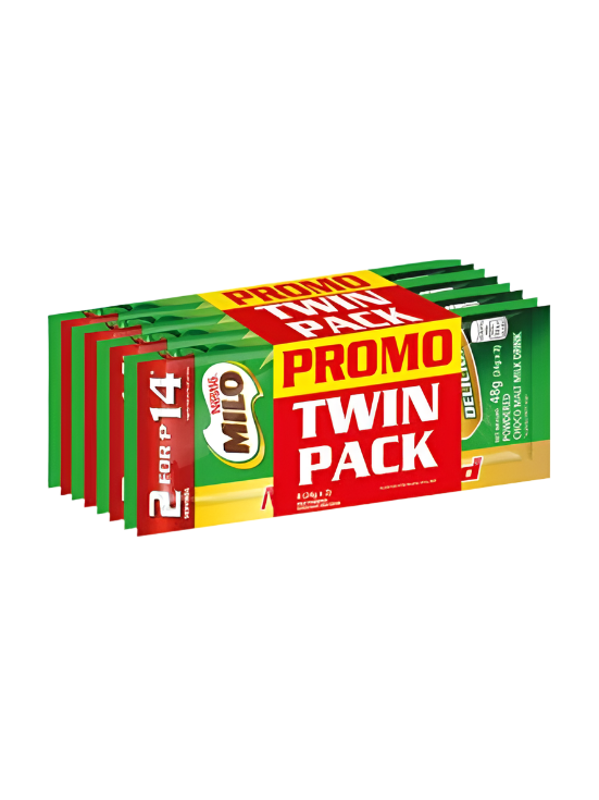 Nestle Milo Activ-Go Powdered Choco Malt Drink Twin Pack 48g x 8 pcs